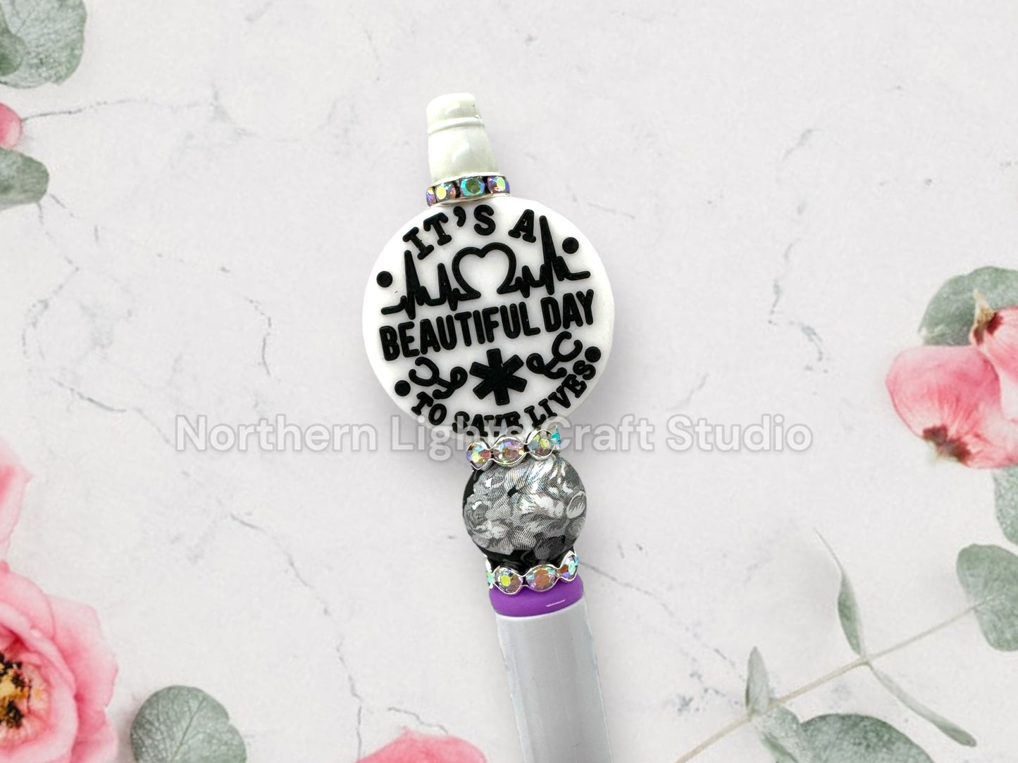 Custom Beaded Nurse Pen, Gifts for Nurses, Glam Nurse Pen, Fancy Nurse Pen, Nurse Life Pen, It's a Beautiful Day To Save Lives Pen
