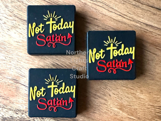 Not Today Satan Focal Bead, Religious Theme Focal, Faith Focal