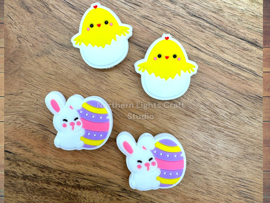 Easter Bunny Focal, Easter Chick Focal, Easter Theme Focal, Easter Silicone Focal Beads