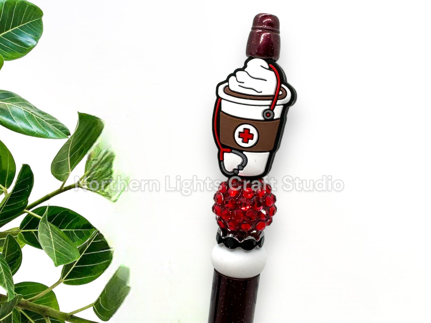 Custom Beaded Nurse Coffee Pens, Medical Staff Pens, Coffee Scrubs Rubber Gloves Coffee Bead Pen