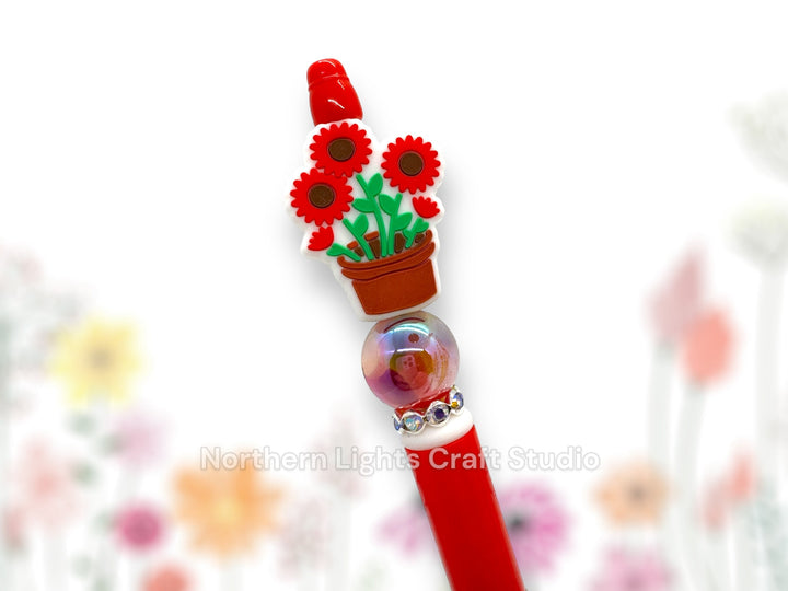 Beaded Flower Pen, Potted Flower Pen, Potted Flower Pen, Bling Flower Pen, Bling Flower Pen, Fancy Flower Pen