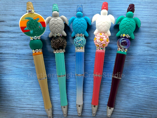 Beaded Mosaic Turtle Pen, Turtle Pen, Colorful Turtle, Mosaic Turtle Pen, Rhinestone Turtle Pen, Bling Turtle Pen, Turtle Collectable