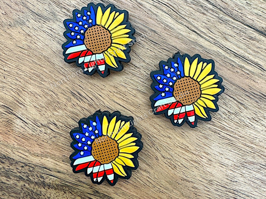 Sunflower Flag Focal, Sunflower Focal, Patriotic Focal, Summer Focal, 4th of July Focal