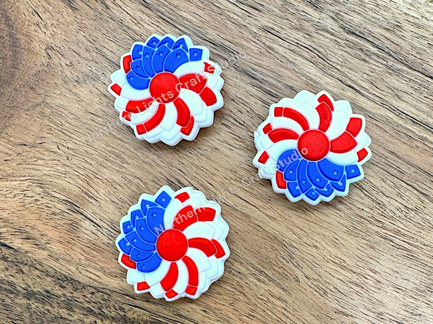 Pinwheel Flag Focal, Patriotic Focal, Summer Focal, 4th of July Focal, Pinwheel Charm
