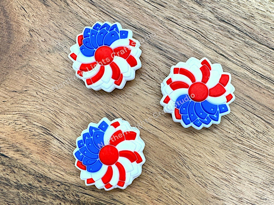Pinwheel Flag Focal, Patriotic Focal, Summer Focal, 4th of July Focal, Pinwheel Charm