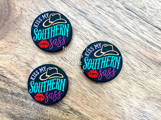 New! Kiss My Southern Sass Silicone Focal Bead, Sarcastic Bead, Southern Focal