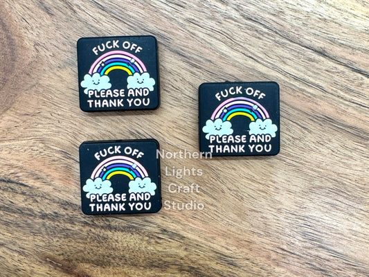 F*ck Off Please and Thank You Silicone Focal Bead, Sarcastic Bead, Bad Word Focal