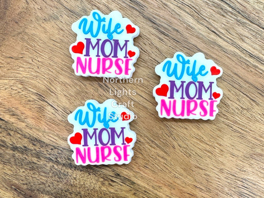 Wife Mom 2Nurse Silicone Focal Bead