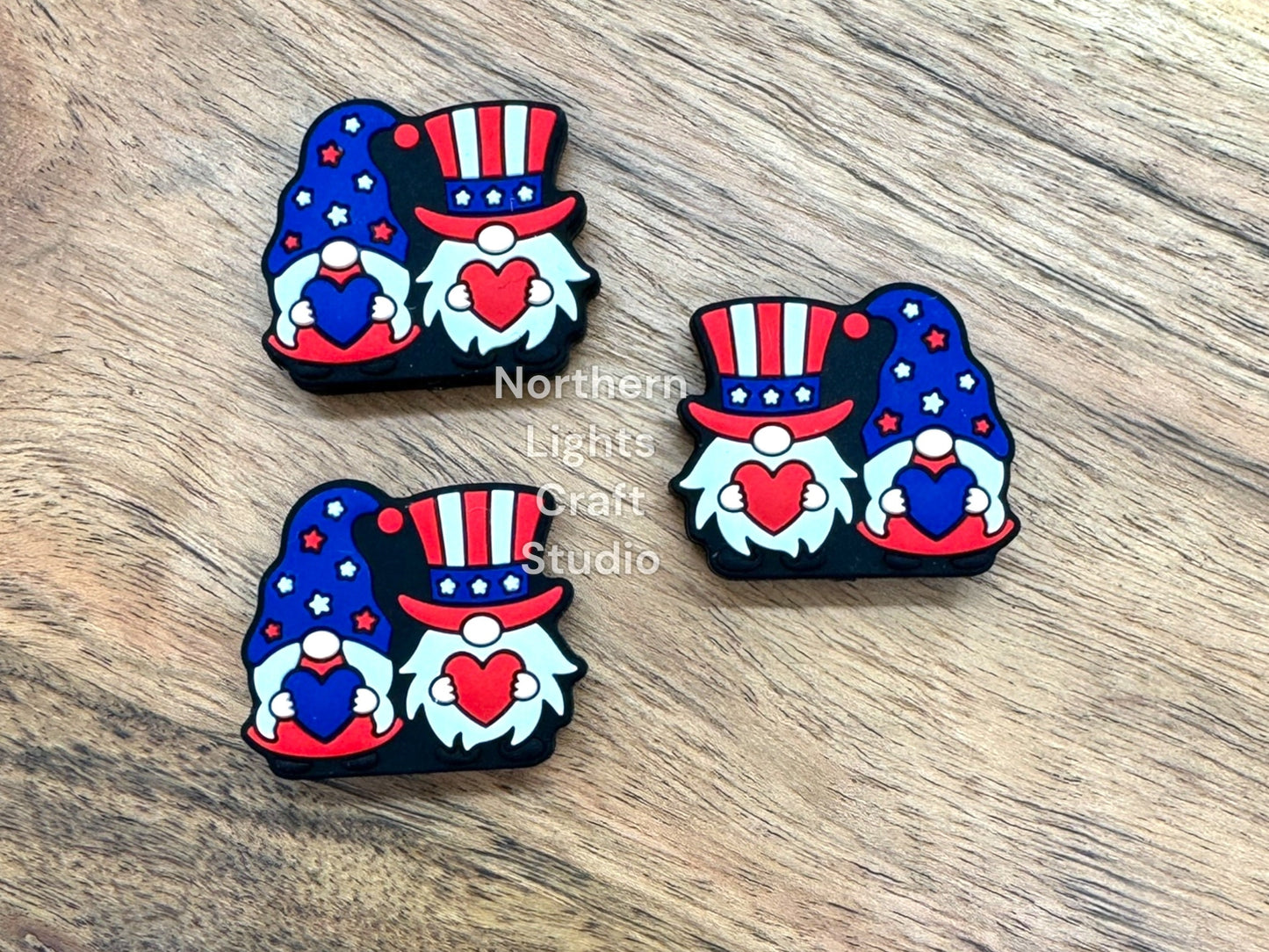 Patriotic Gnome Focal Bead , USA Gnome Focal, Red White and Blue Gnome, Summer Focal, 4th of July Focal, American Gnome Focal
