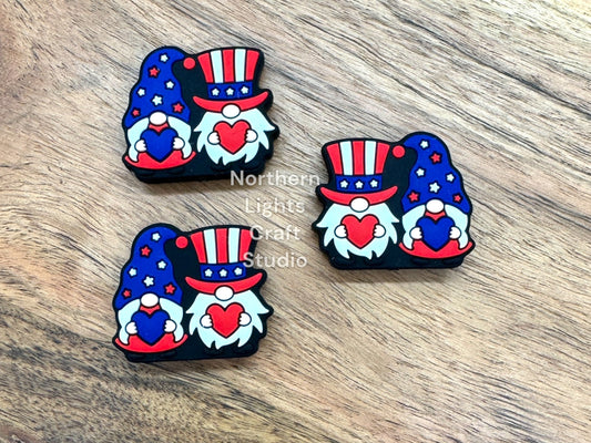 Patriotic Gnome Focal Bead , USA Gnome Focal, Red White and Blue Gnome, Summer Focal, 4th of July Focal, American Gnome Focal