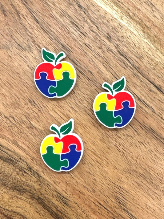 Autism Awareness Apple Focal, Autism Awareness Puzzle Bead