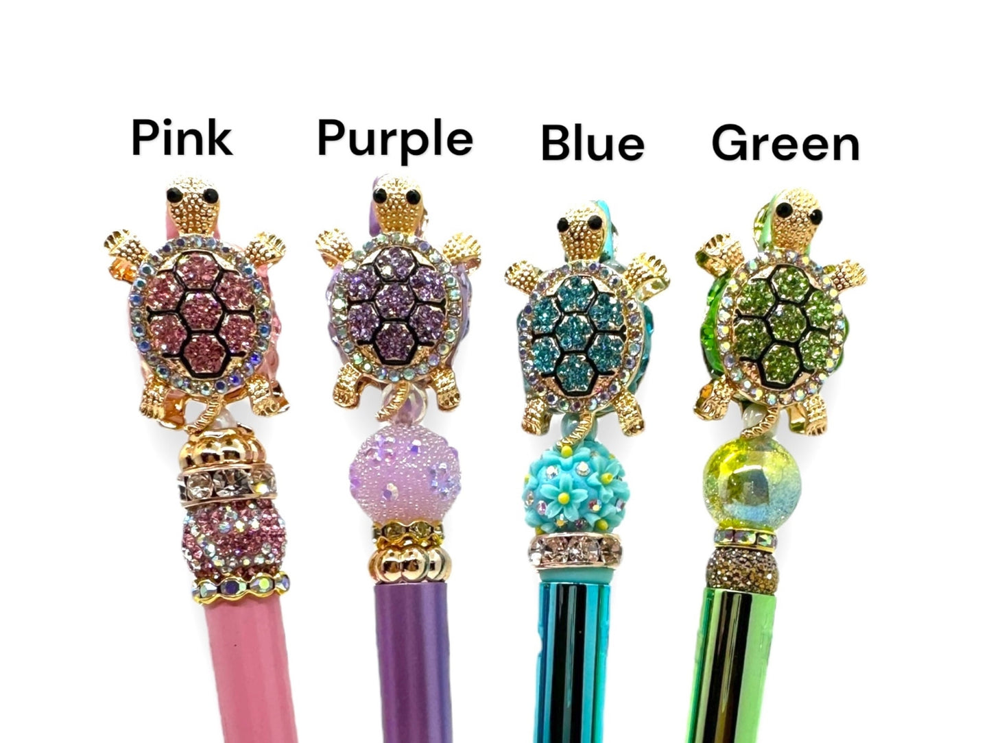 Beaded Bling Turtle Pen, Mosaic Turtle Pen, Fancy Turtle Pen, Rhinestone Turtle Pen (11 Color Options Available-see photos)