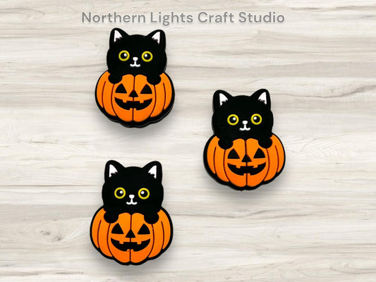 Black Cat Focal, Black Cat Pumpkin Focal, Halloween Focal