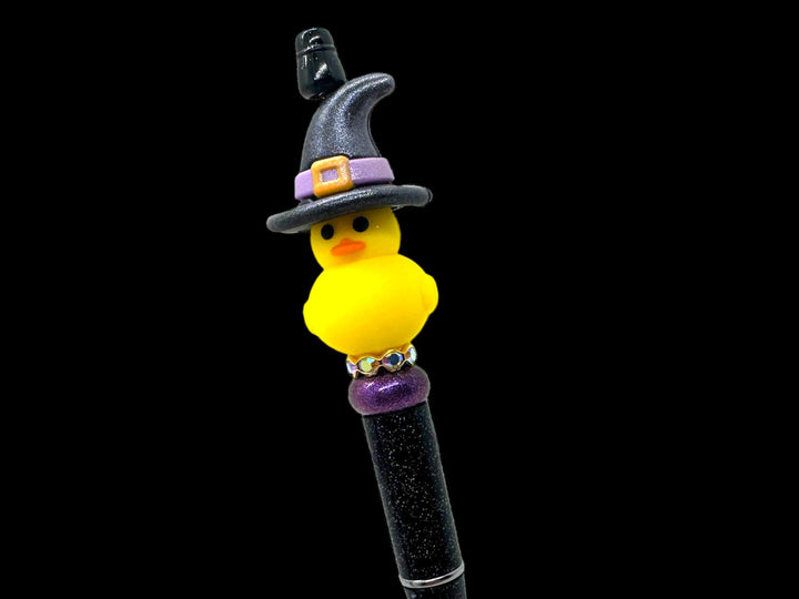 Rubber Duckie Halloween Pen, Rubber Duck Witch Hat Pen, Beaded Duckie Pen, Beaded Halloween Duck Pen