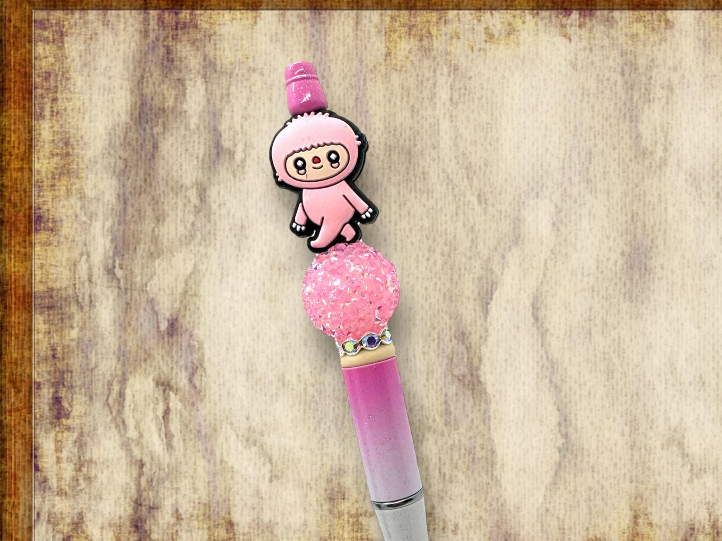 Handmade Bigfoot Beaded Pen, We Believe Cryptid Pen, We Believe Bigfoot Pen, Bigfoot In The Woods Pen