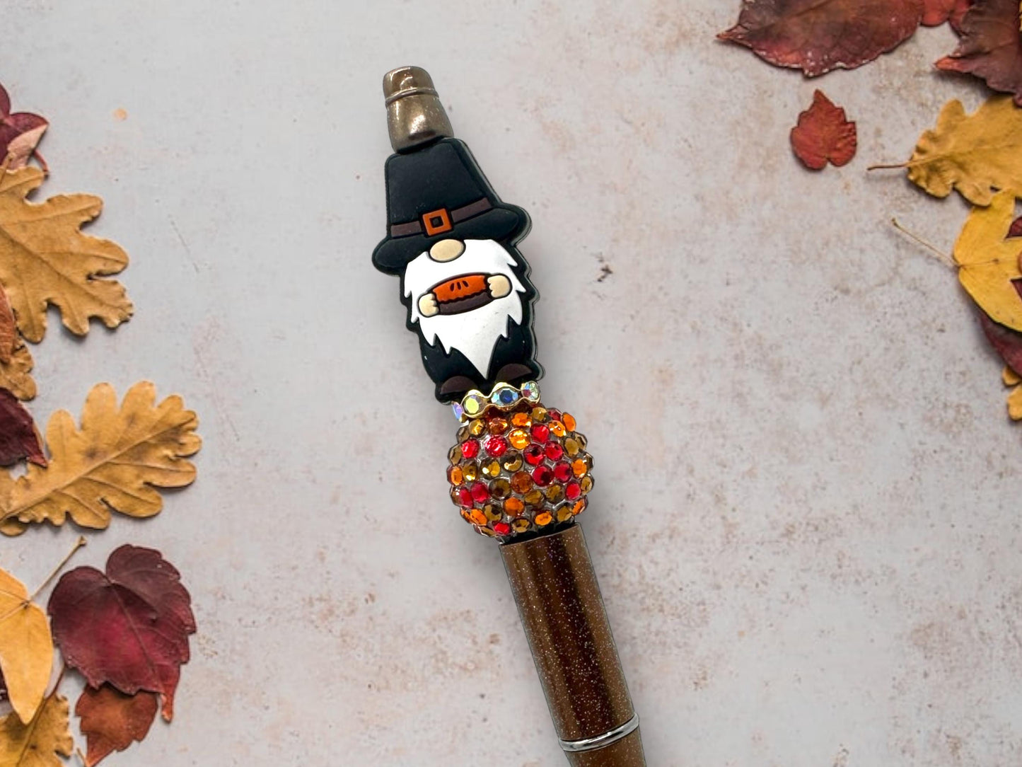 Halloween Bead Pen, Focal Pen, Spider Pen, Pilgrim Gnome, Pumpkin Gnome, Witch Gnome Pen