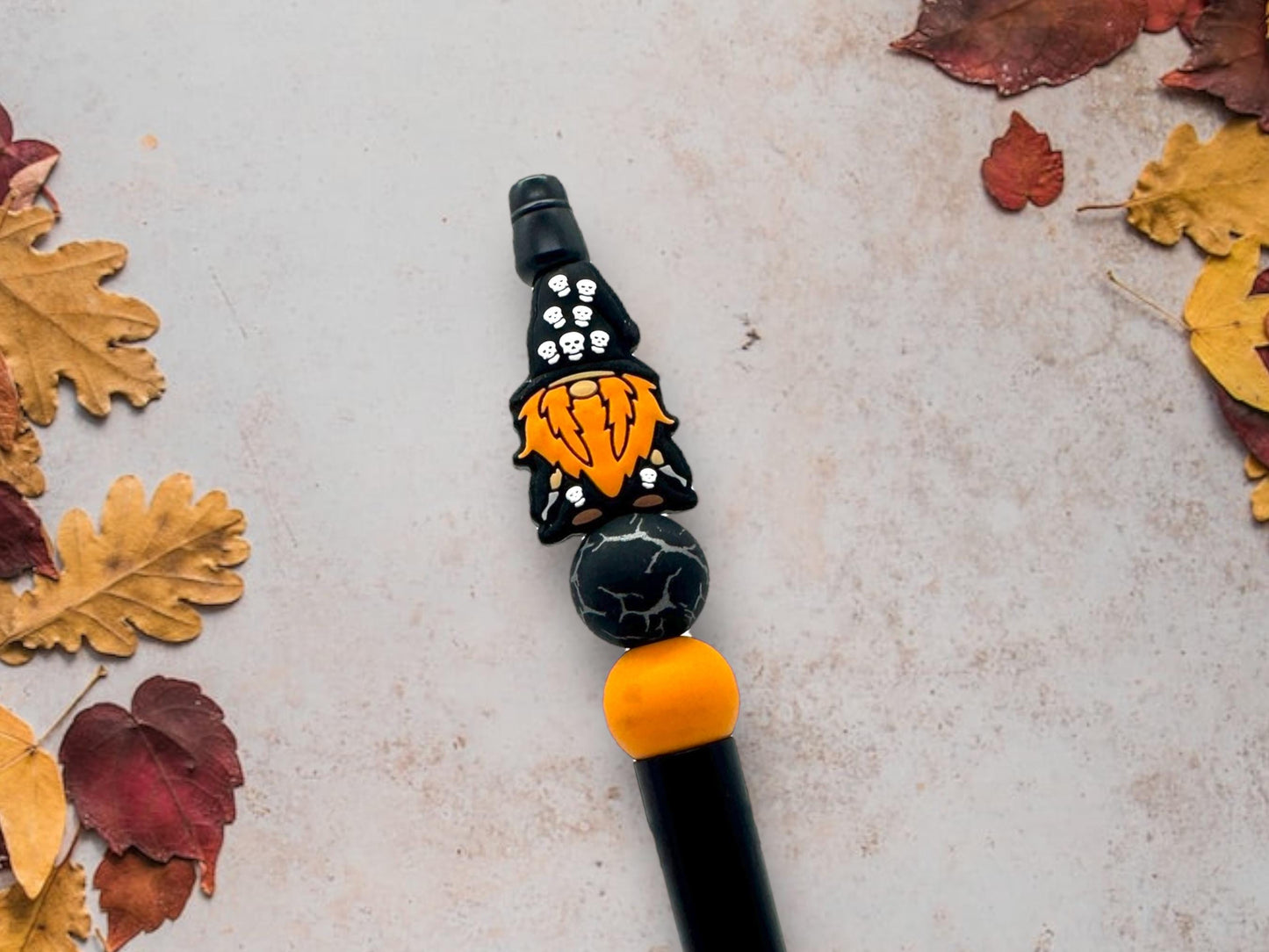 Halloween Themed Beaded Gnome Pens, Vampire Gnome Pen, Frankenstein Gnome Pen, Skull Gnome Pen