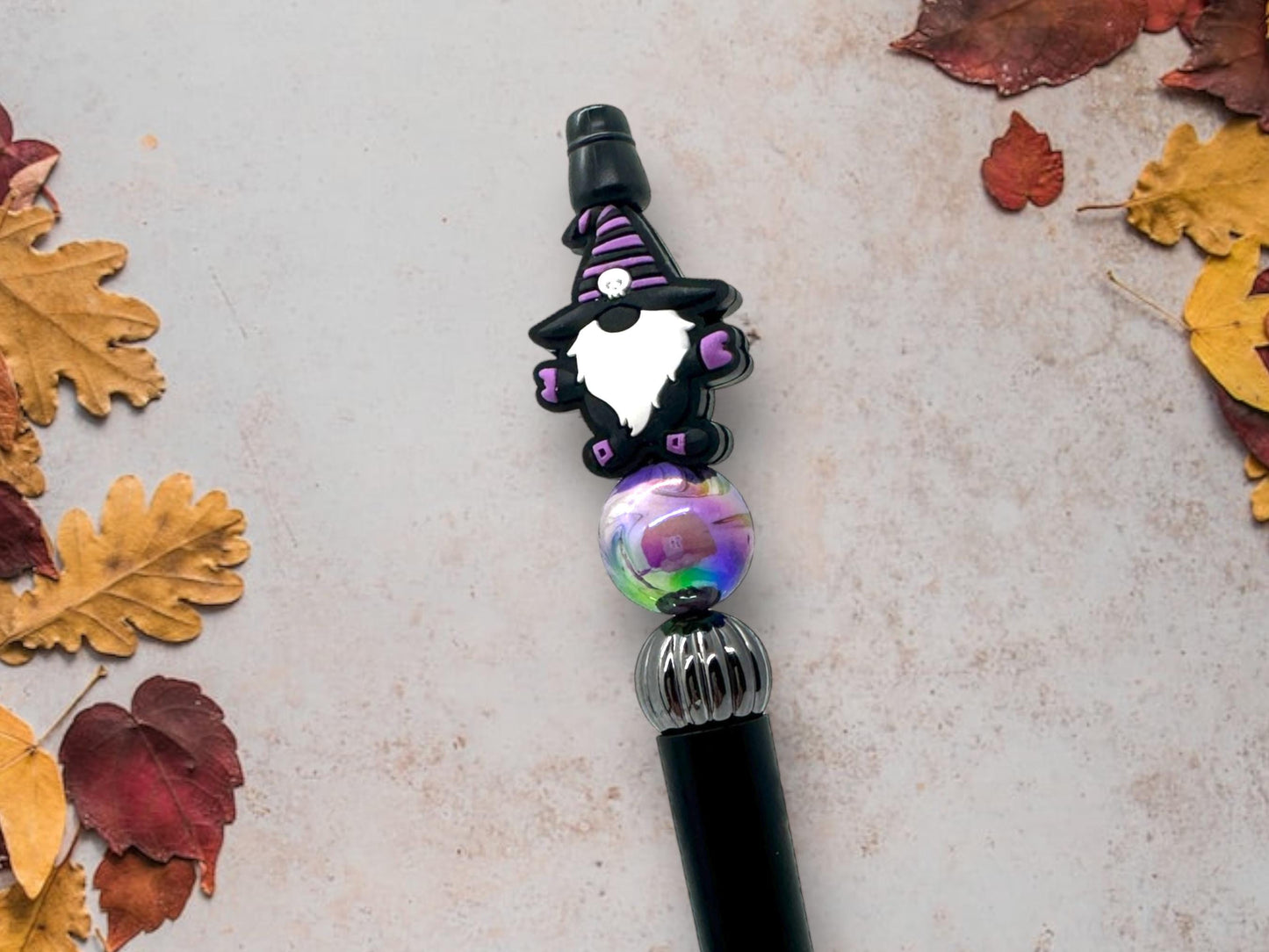 Halloween Themed Beaded Gnome Pens, Vampire Gnome Pen, Frankenstein Gnome Pen, Skull Gnome Pen
