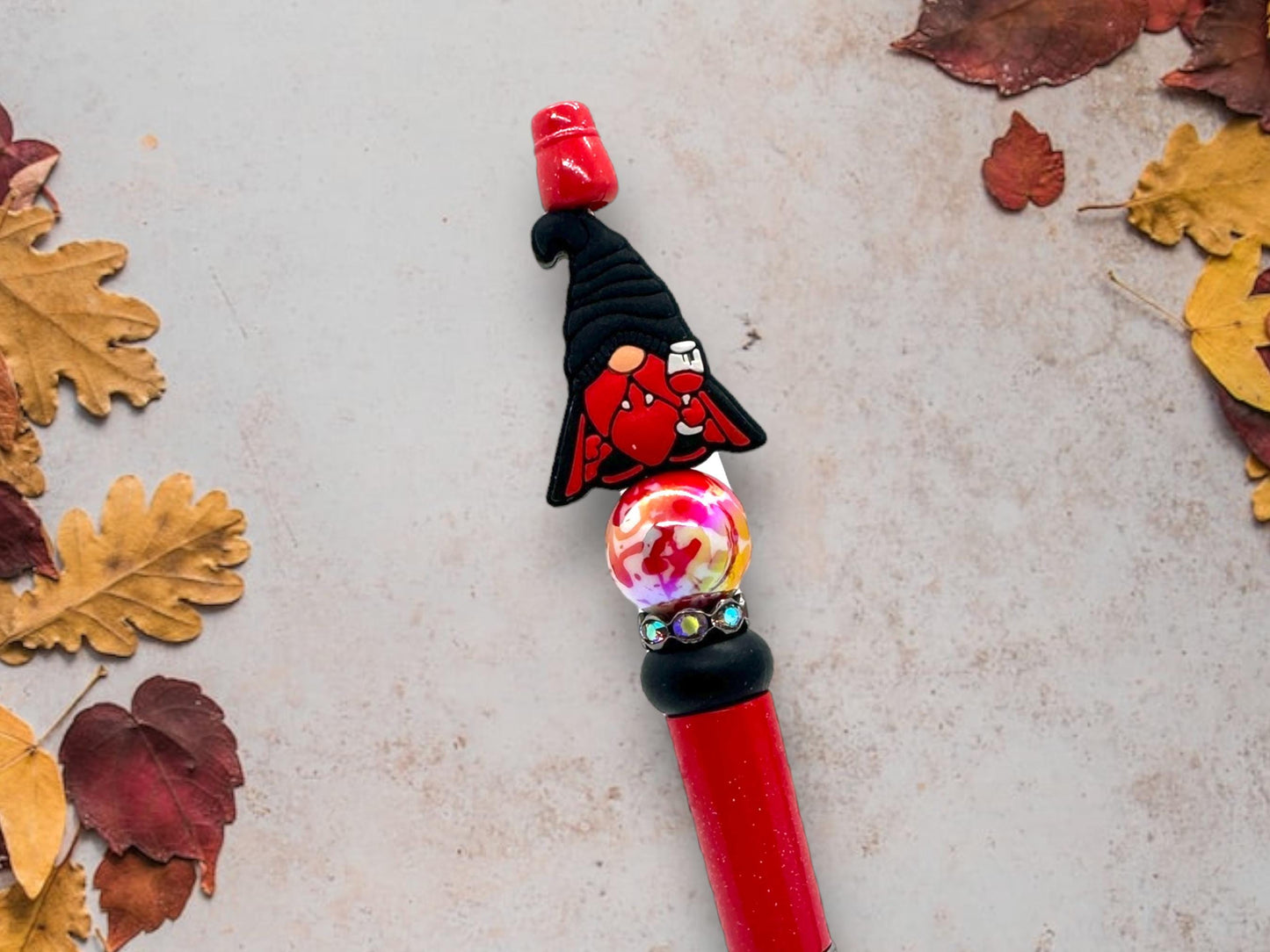 Halloween Themed Beaded Gnome Pens, Vampire Gnome Pen, Frankenstein Gnome Pen, Skull Gnome Pen