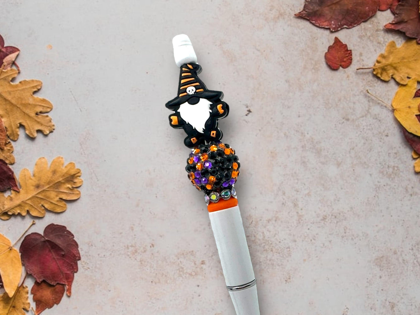 Halloween Themed Beaded Gnome Pens, Vampire Gnome Pen, Frankenstein Gnome Pen, Skull Gnome Pen