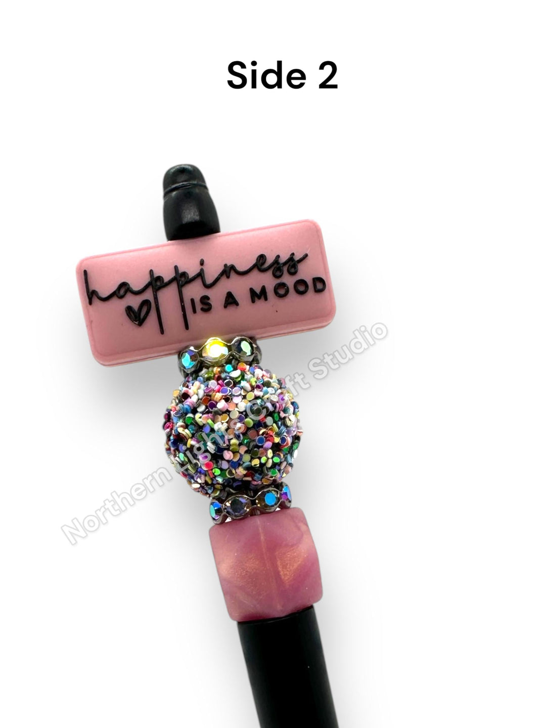Positivity is a Mindset Happiness is a Mood Double-Sided Beaded  Pen, Encouragement Bead Pen, Positivity Focal Pen