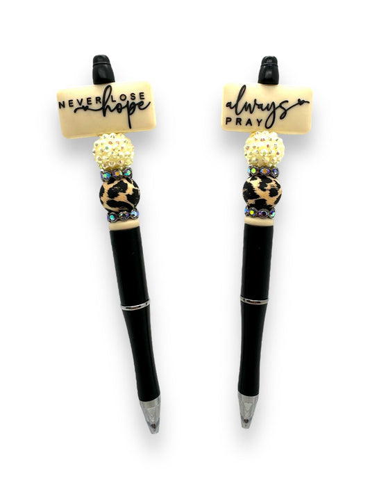 Never Lost Hope Always Pray Double-Sided Beaded Pen, Encouragement Bead Pen, Faith Pen, Positivity Focal Pen