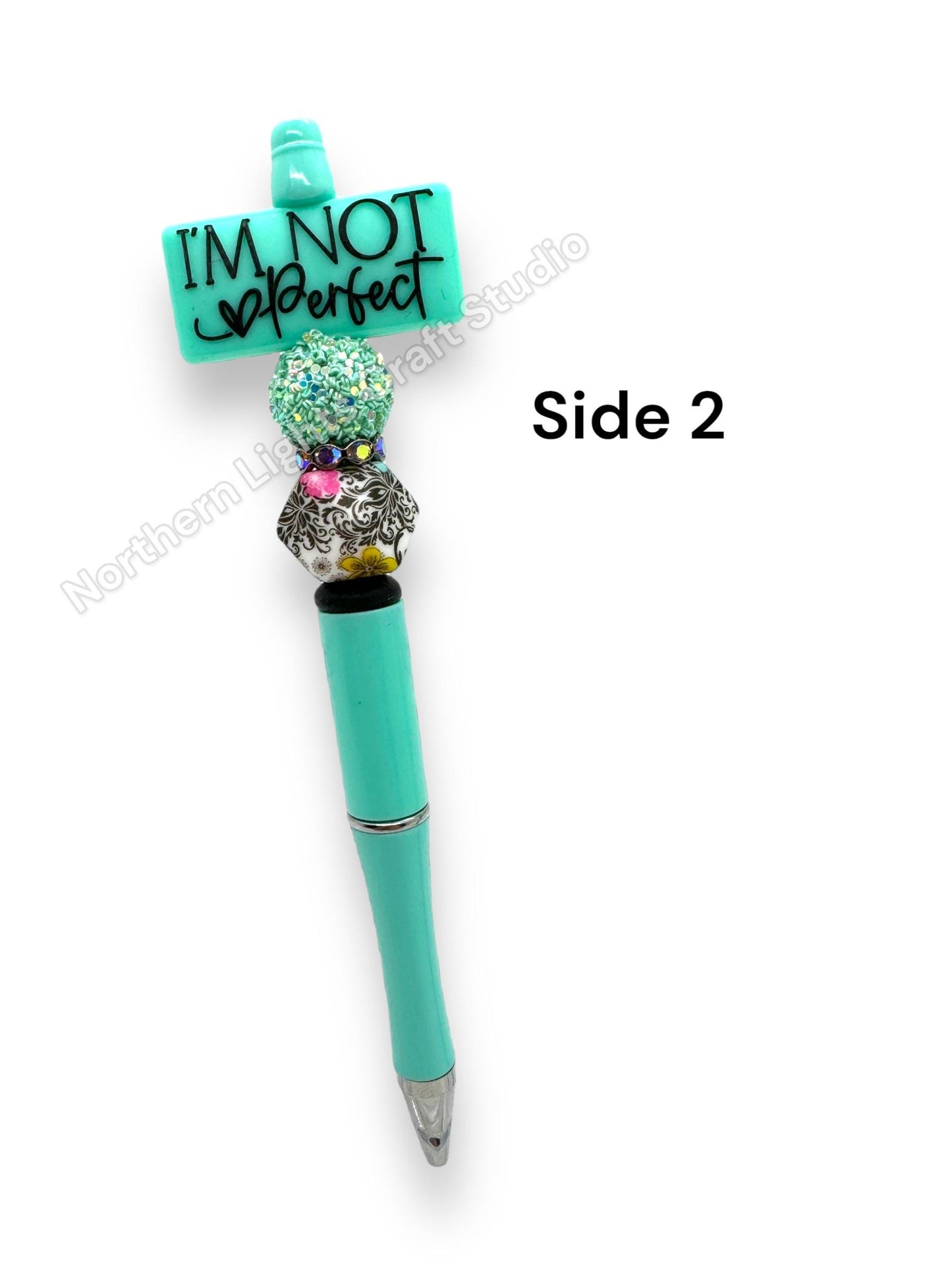 I'm Not Perfect I'm Limited Edition Double-Sided Beaded Pen, Encouragement Bead Pen, Attitude Pen, Positivity Focal Pen