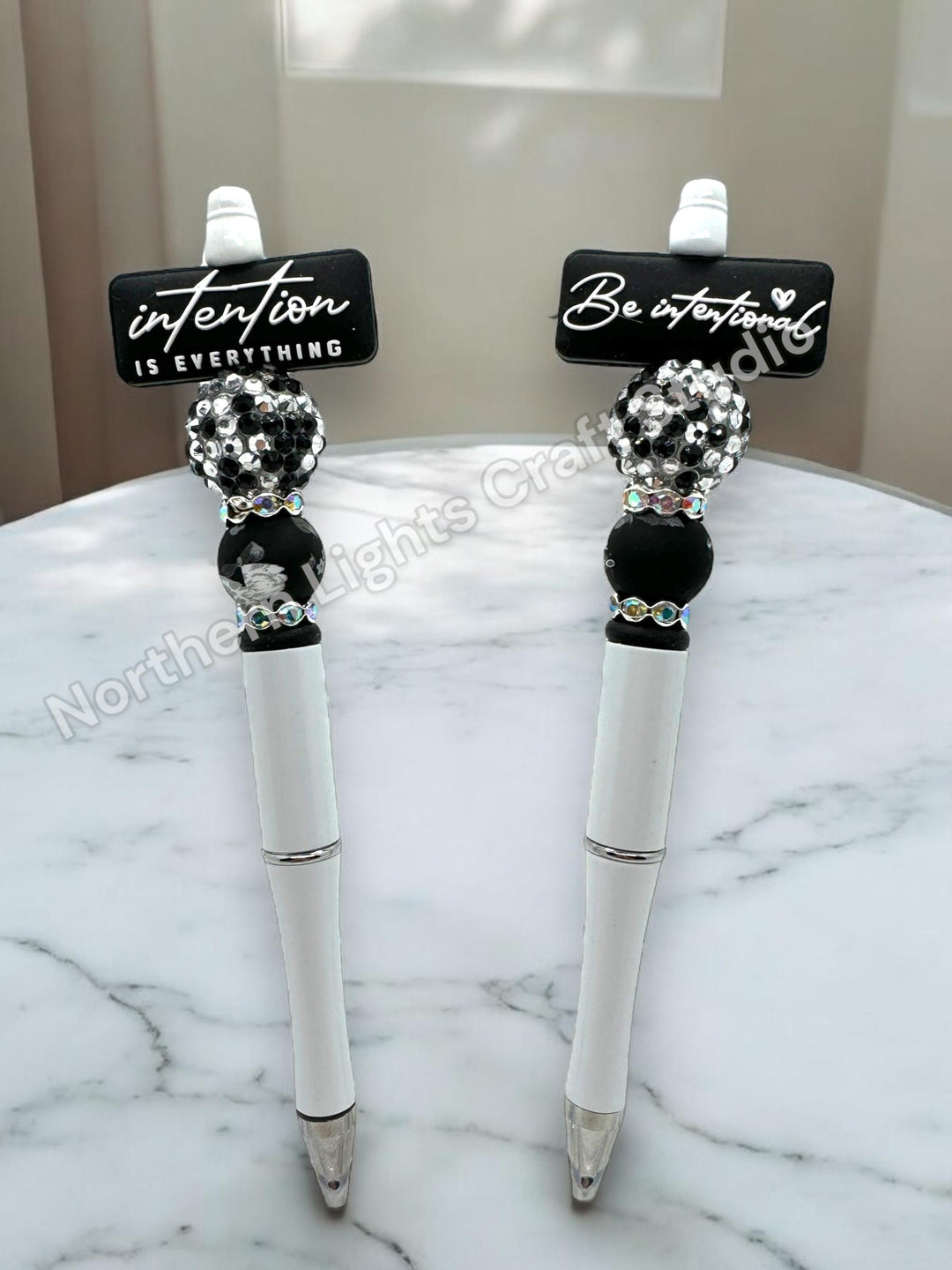 Be Intentional, Intention is Everything Double-Sided Beaded Pen, Encouragement Bead Pen, Positivity Focal Pen