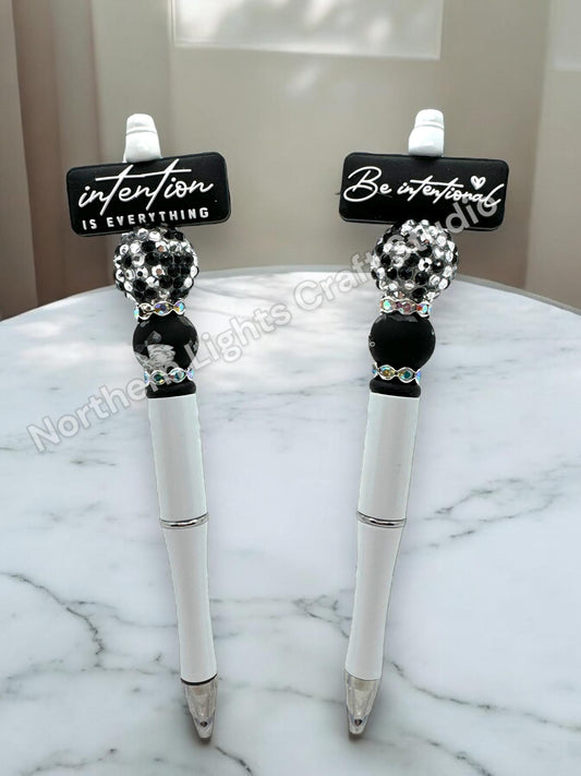 Be Intentional, Intention is Everything Double-Sided Beaded Pen, Encouragement Bead Pen, Positivity Focal Pen