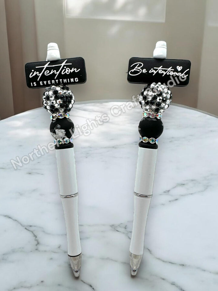 Be Intentional, Intention is Everything Double-Sided Beaded Pen, Encouragement Bead Pen, Positivity Focal Pen