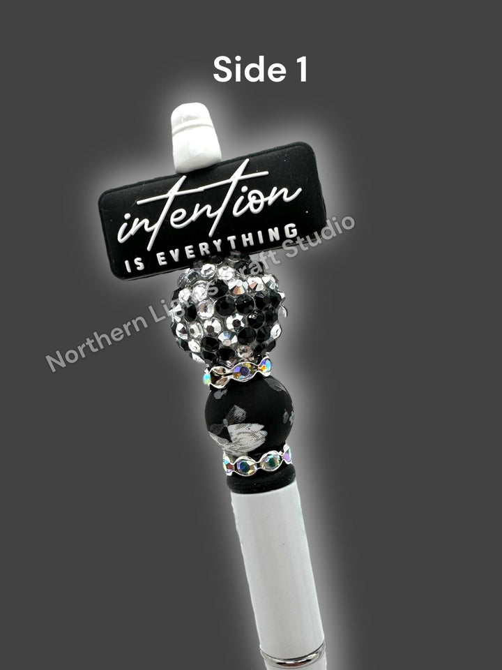 Be Intentional, Intention is Everything Double-Sided Beaded Pen, Encouragement Bead Pen, Positivity Focal Pen