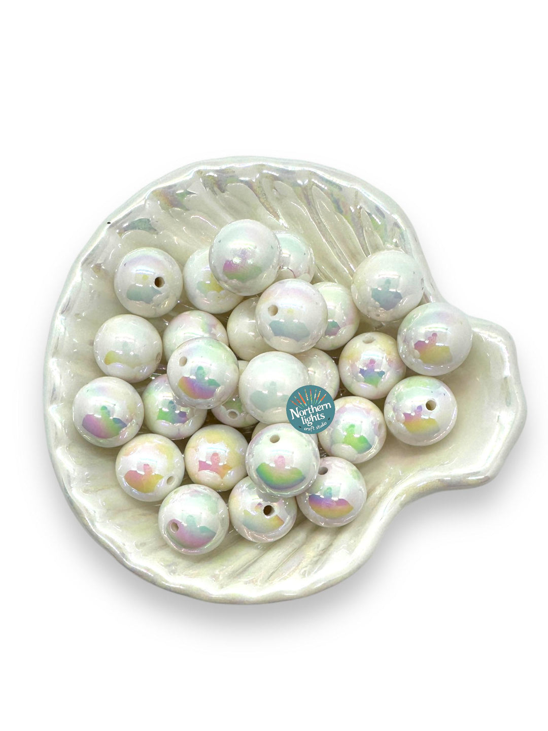16mm White AB Finish Beads - 25pc.