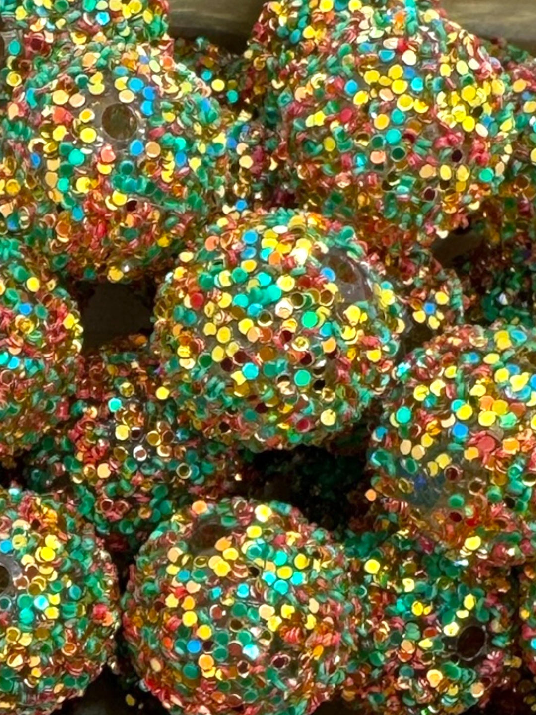 Christmas Glitter 20mm Sugar Acrylic Beads 10pc.