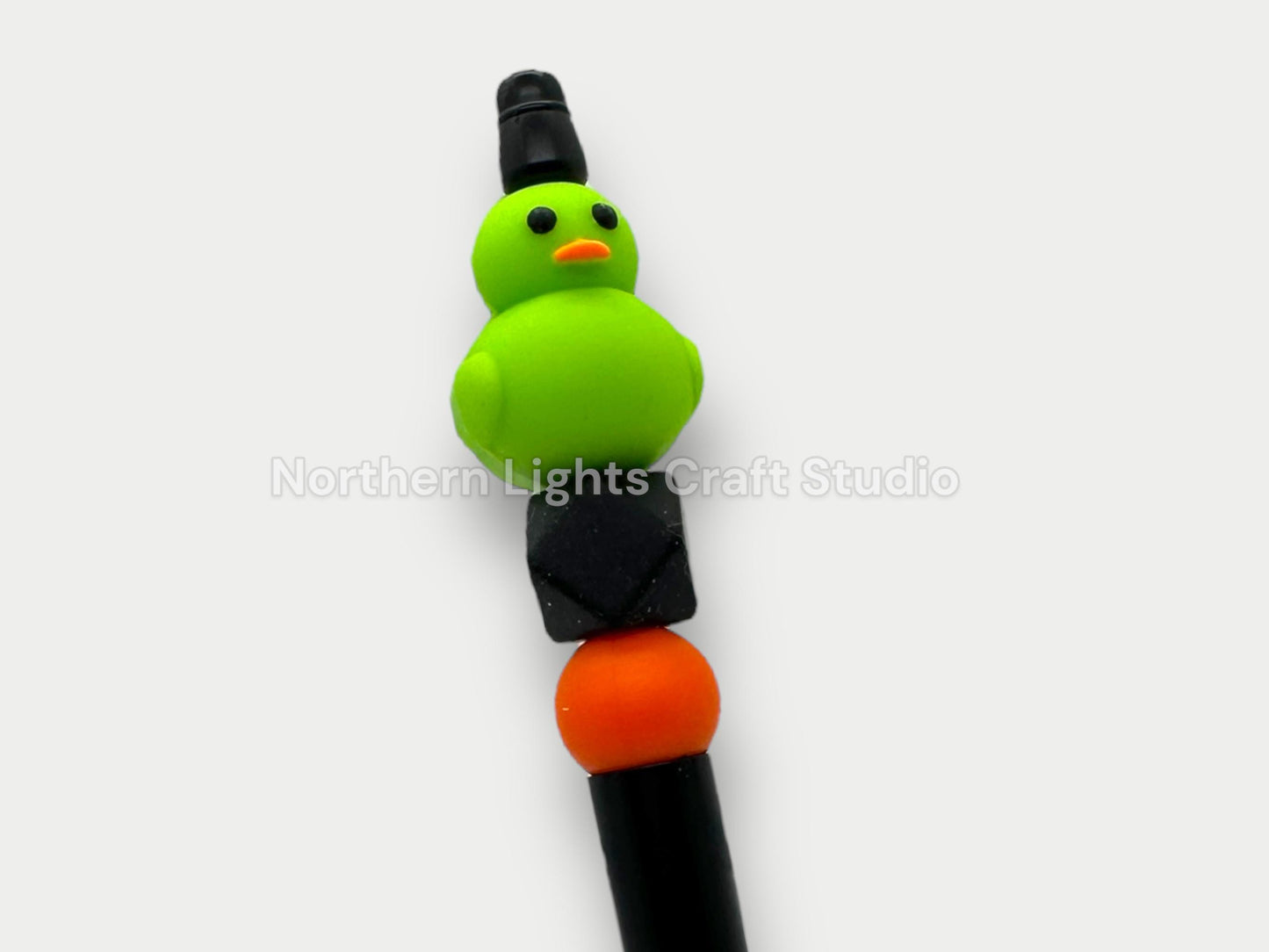 3D Beaded Rubber Duck Focal Pen, Rubber Duckie Pen, Rubber Duckie Collector, Jeep Duck, Stocking Stuffer Idea, Green Rubber Duck