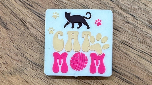 Cat Mom Silicone Focal Bead, Cat Mama Focal Bead