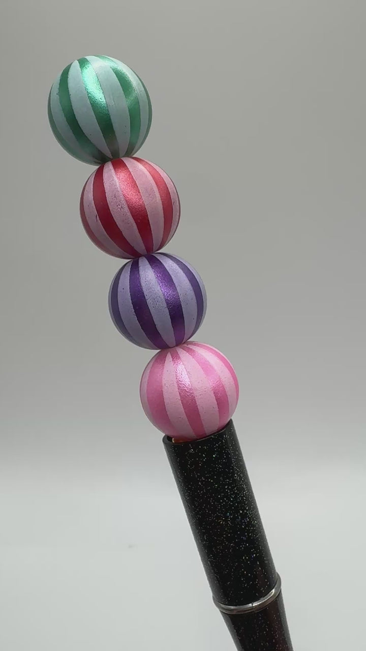 Frosted Pumpkin Stripe Beads -16mm - 20pc
