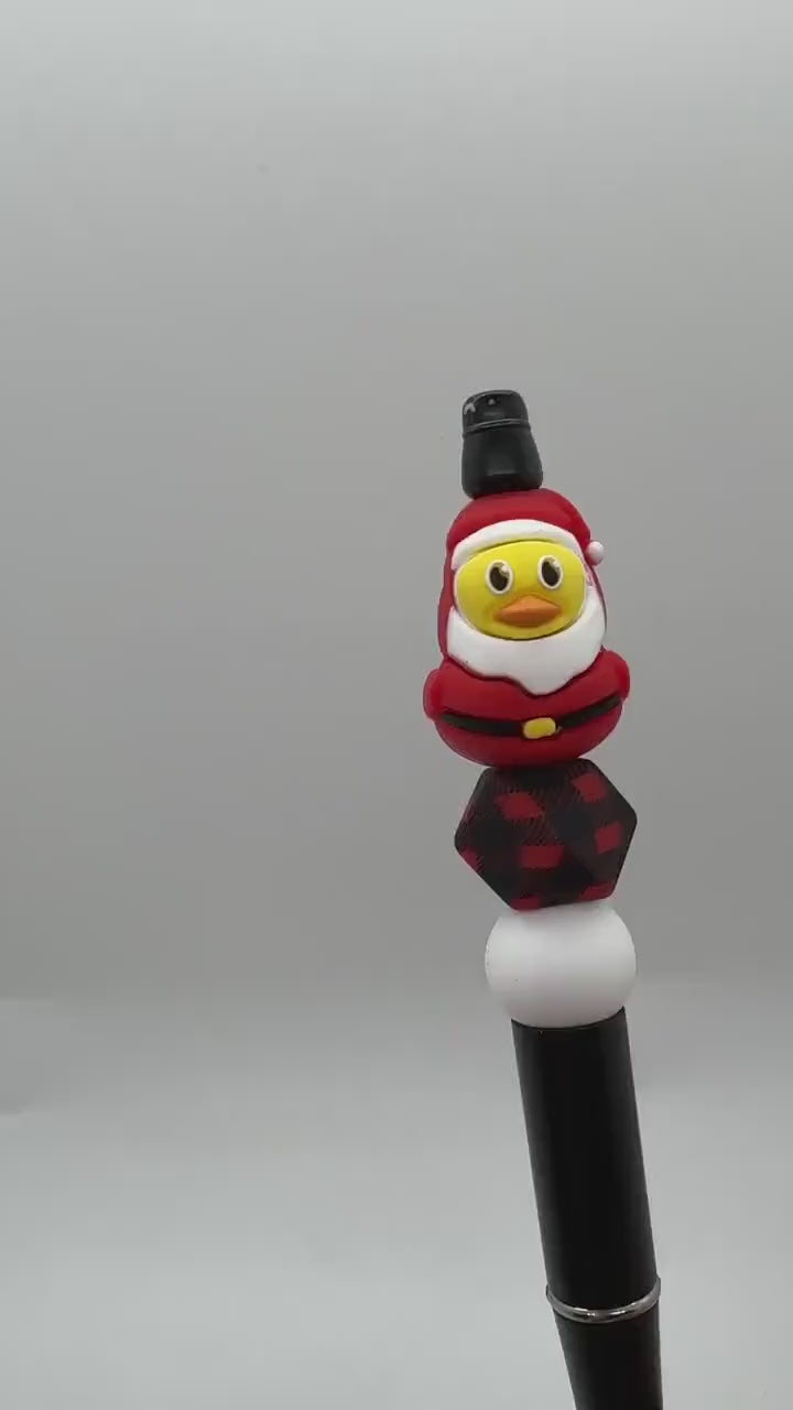 3D Focal Beaded Christmas Pens, Penguin Pen, Christmas Rubber Duck Pen, Gingerbread Pen, Santa Pen