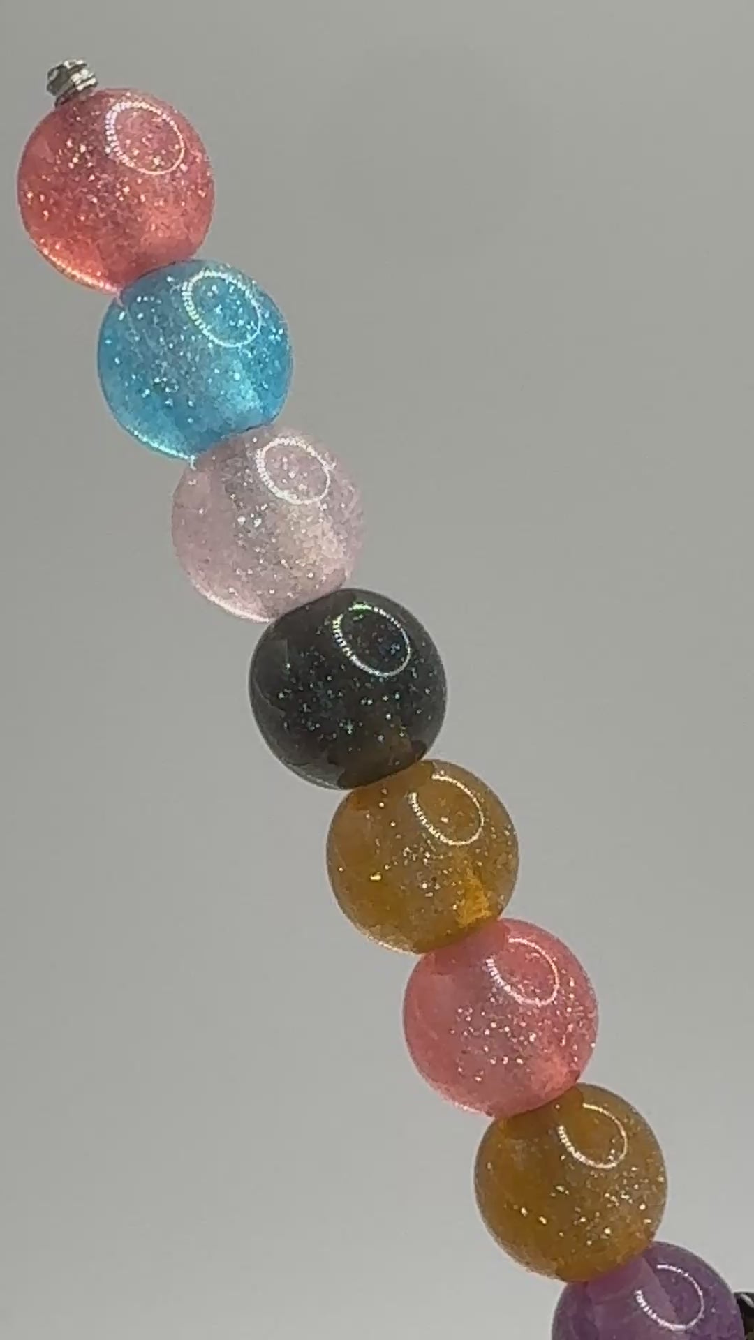 8mm  Glitter Beads - Fits Beadable Pens-50pc.