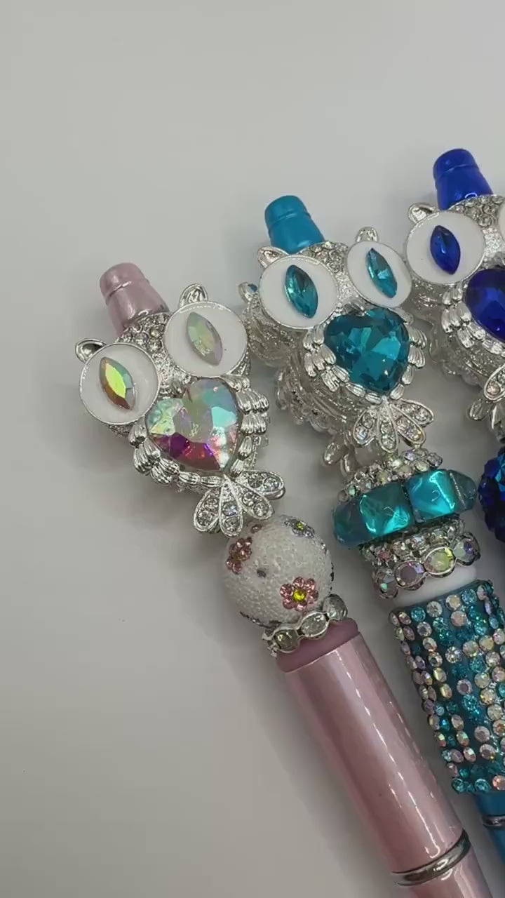Fancy Owl Pen, Bling Owl Pen, Rhinestone Owl Pen