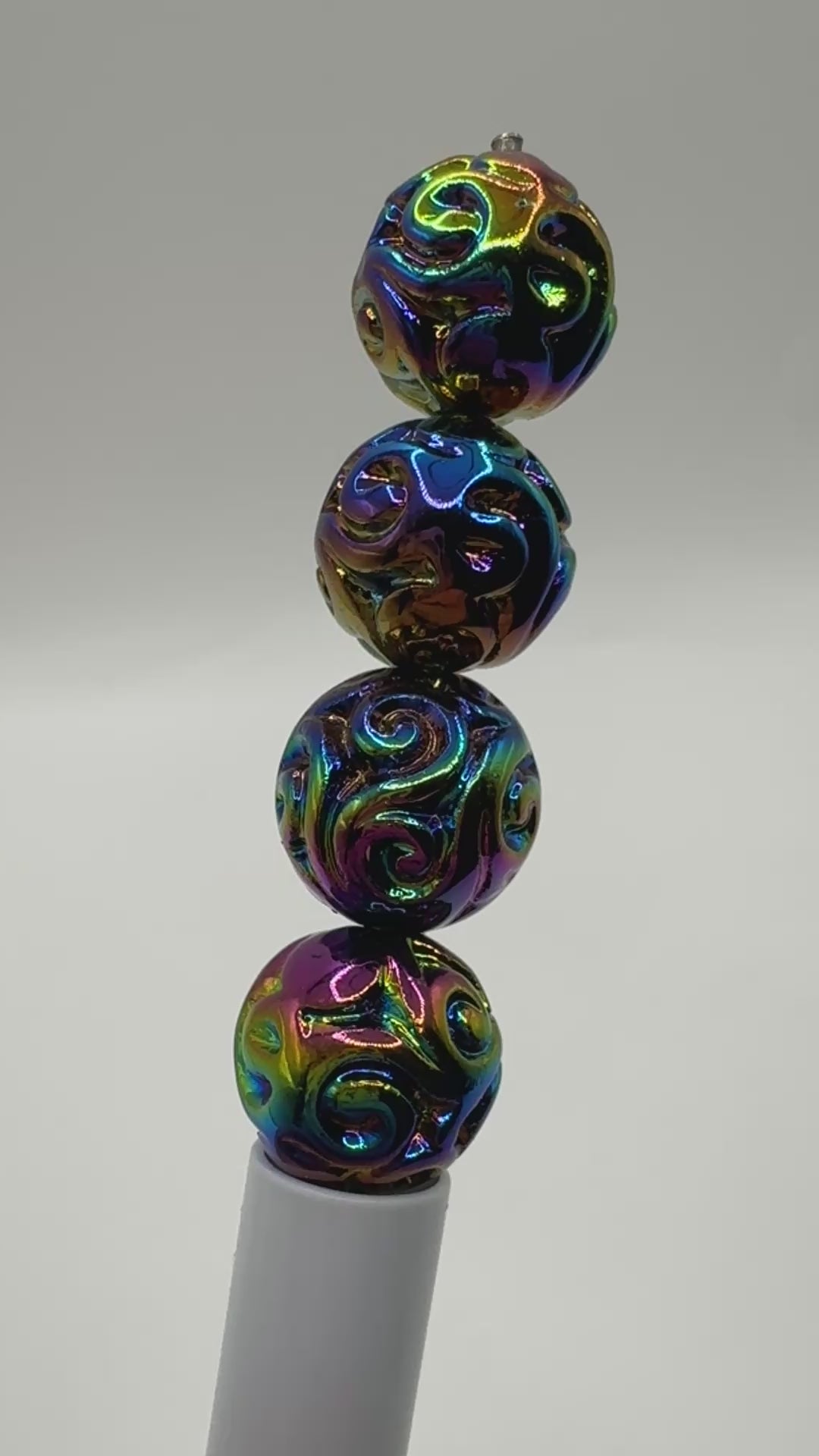 16mm Black UV Swirl Carved Beads -10pc.