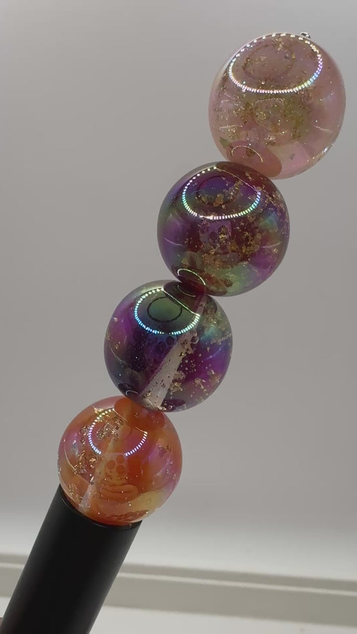 16mm Warm Tone Gold Flake Glitter Galaxy Beads - 20 pcs.