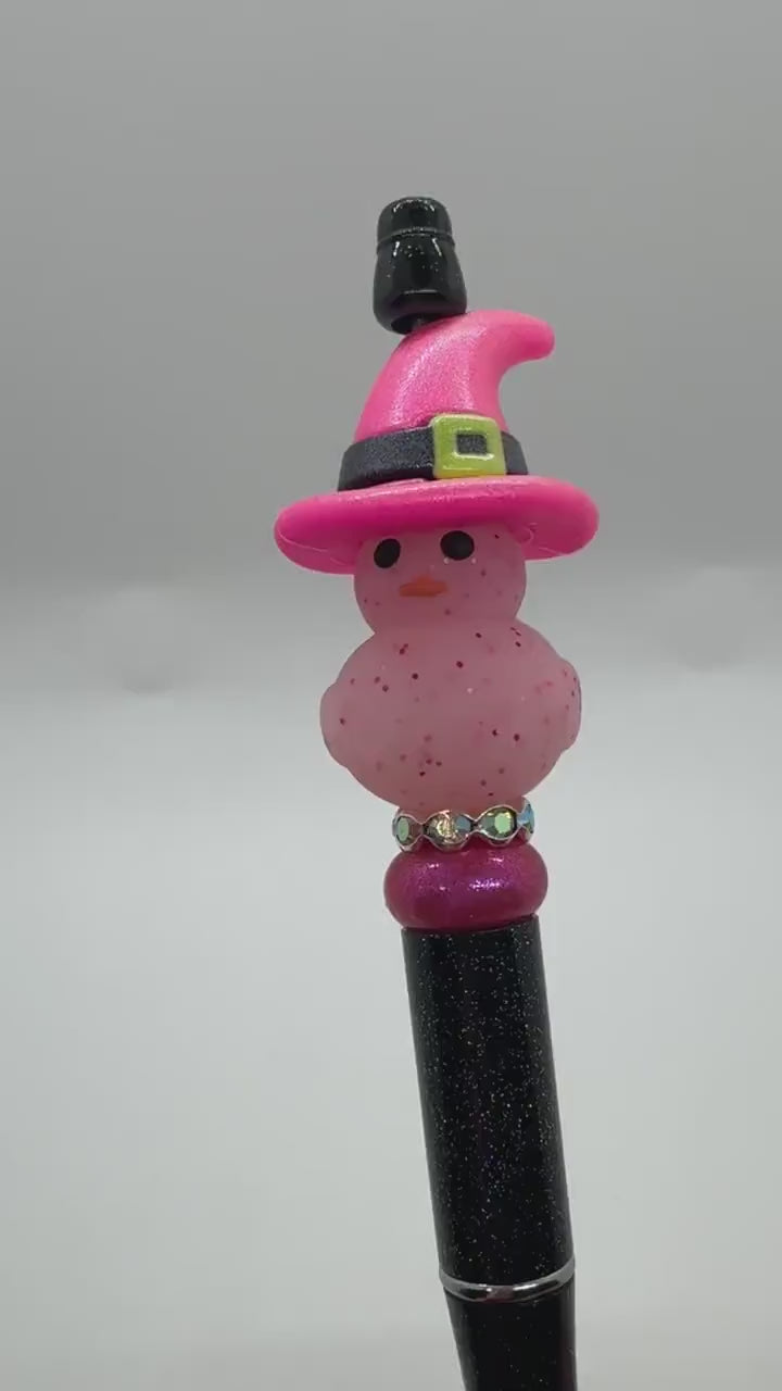 Rubber Duckie Halloween Pen, Rubber Duck Witch Hat Pen, Beaded Duckie Pen, Beaded Halloween Duck Pen