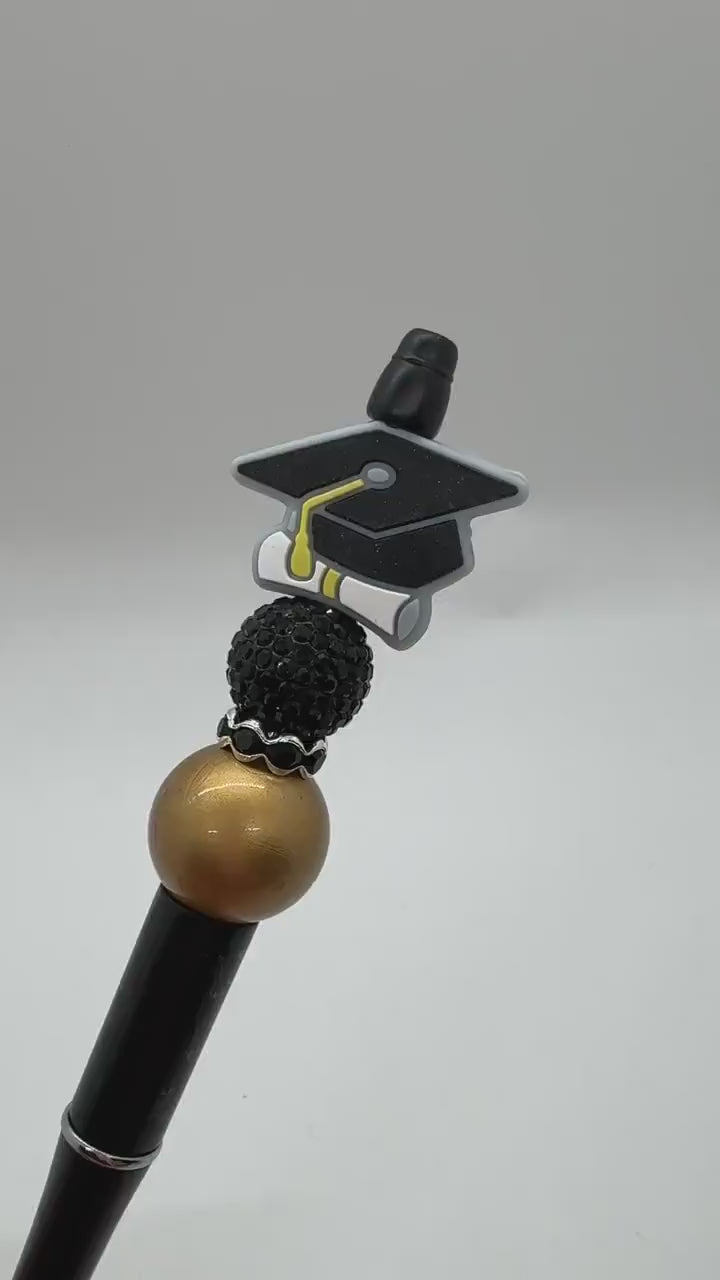 Graduation Pen, Gift for Graduates, Beaded Graduation Pen, Graduation Cap Beaded Pen
