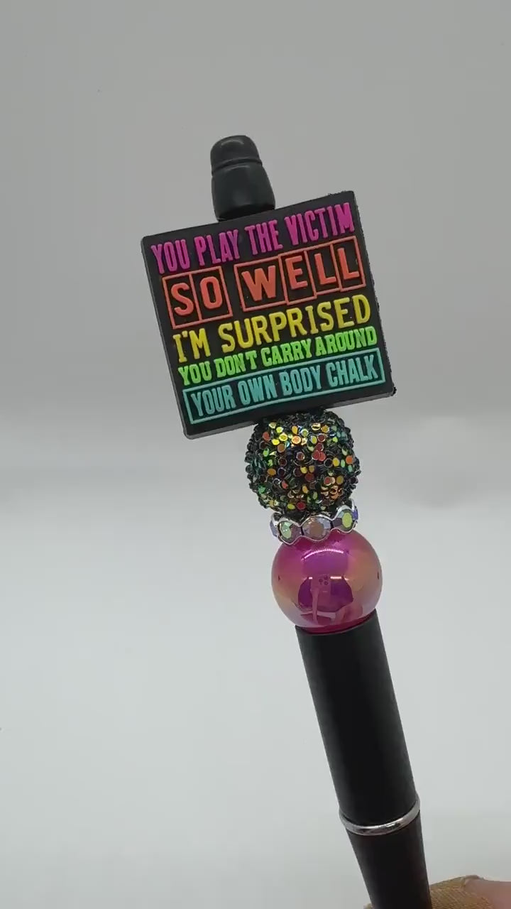 Sarcastic Pens, Play Stupid Games Win Stupid Prizes Silicone Focal Bead Pen, Don&