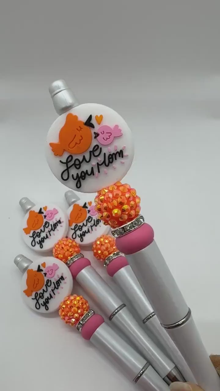 Custom Beaded Pen, I Love You Mom Pen, Fancy Mom Pen, Stocking Stuffers for Mom, Mom Pen, Bling Mom Gift Idea, Mother&