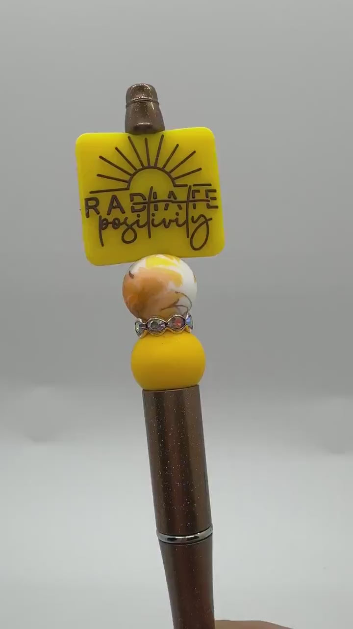 Radiate Posititivy With Kindness Double-Sided Beaded Pen, Encouragement Bead Pen, Kindness Pen, Positivity Focal Pen