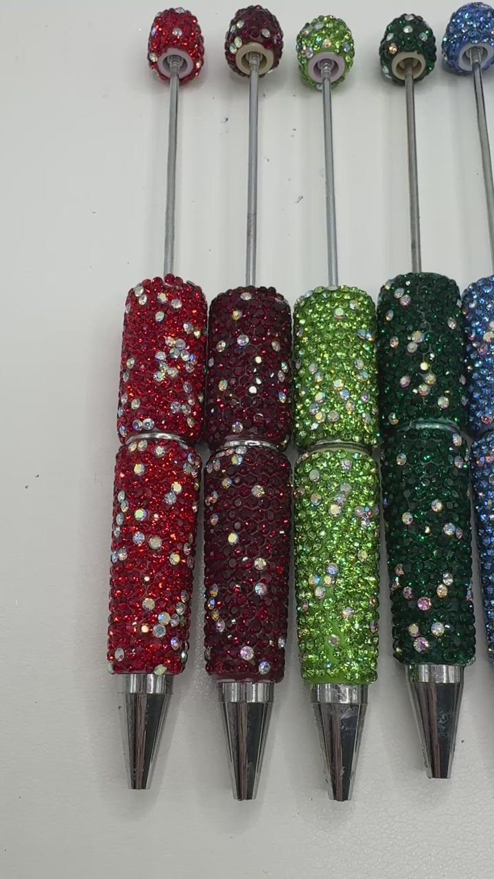 Beadable Rhinestone Pens With Silver