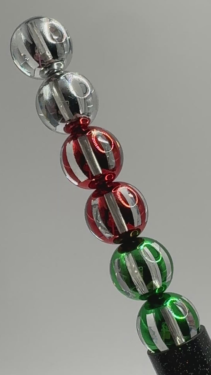 Shiny Striped Acrylic Beads - Christmas Mix - 16mm or 12mm
