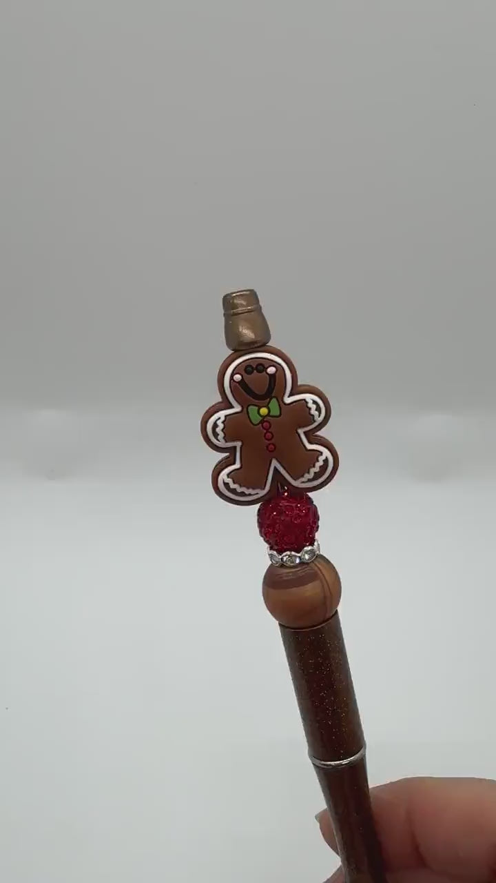 Gingerbread Pen, Gingerbread Man, Gingerbread House, Custom Beaded Gingerbread Pen