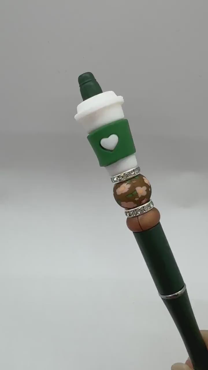 Limited Edition 3D  Coffee Pen, Beaded Pens, Beaded Coffee Pens, Gift for Coffee Lovers